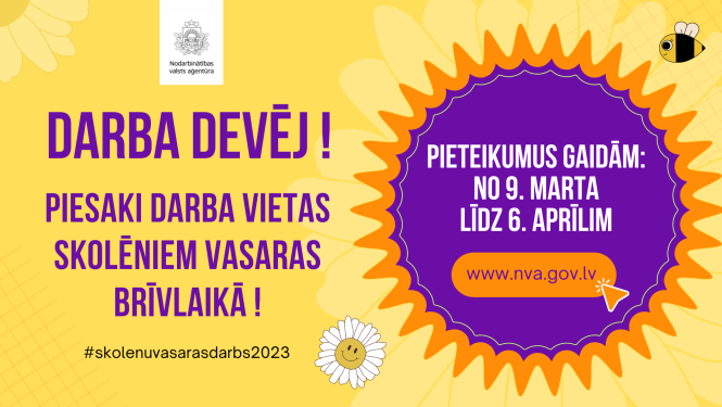 dzeltens fons  ar lillā apli un teksts
