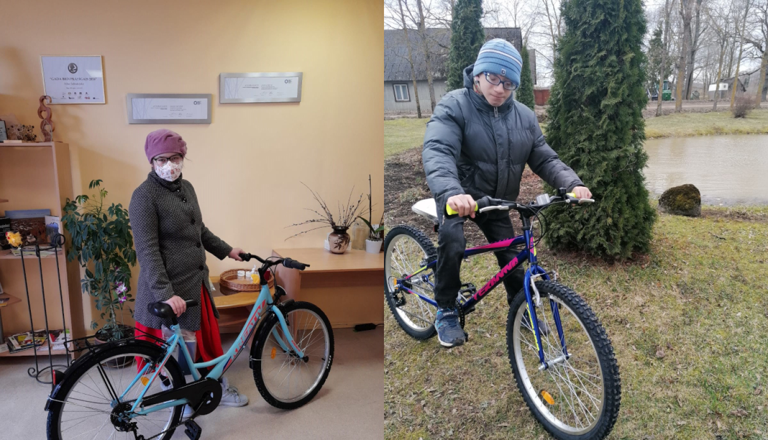 Divi jaunieši ar divriteņiem