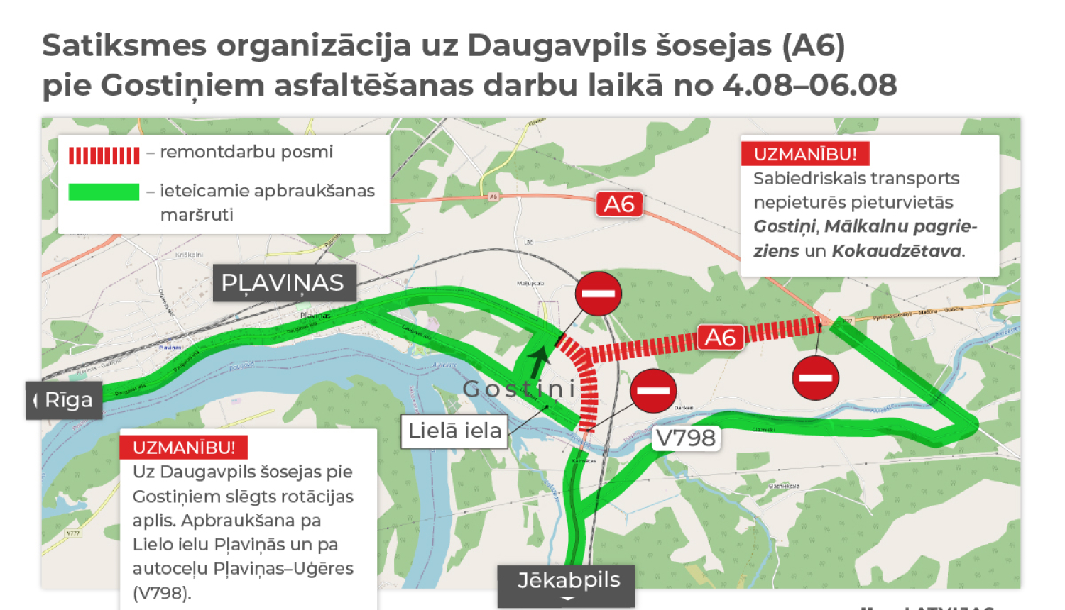 Karte ar būvdarbu apbraukšanas shēmu