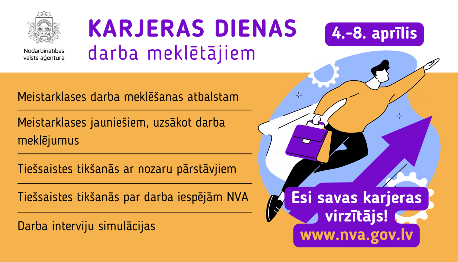 Karjeras dienu afiša ar cilvēka siluetu