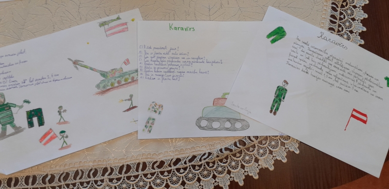 Bērnu zīmējumi par karavīra karjeru