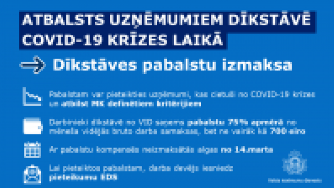 VID izmaksā dīkstāves pabalstu COVID-19 krīzes skarto uzņēmumu darbiniekiem