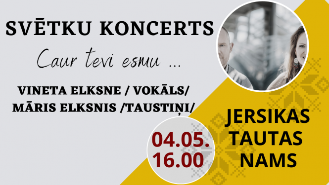divi cilvēki un teksts afišā