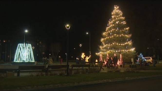 Līvāniešus priecē “runājošā” Ziemassvētku egle