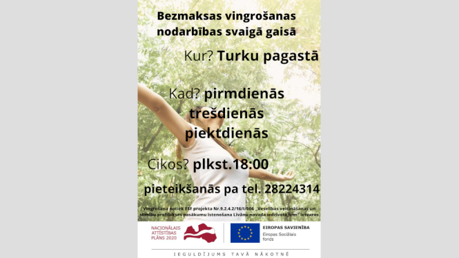 Vingrošanas nodarbību Turkos afiša