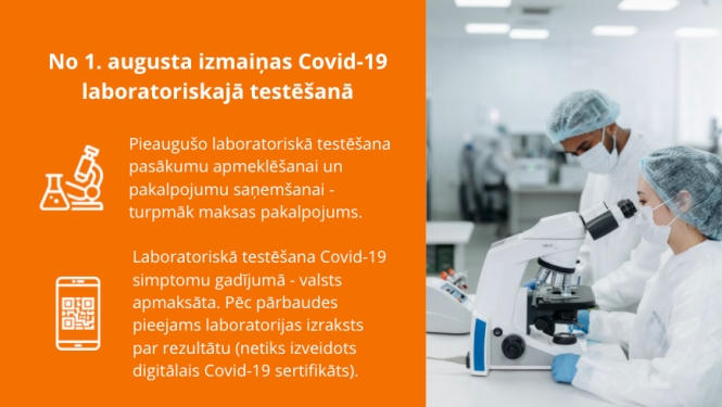 Attēls ar laboratoriju un informācija par izmaiņām