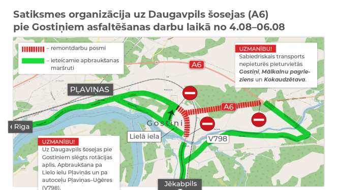 Karte ar būvdarbu apbraukšanas shēmu