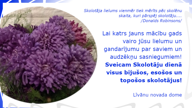 Asteres un apsveikuma teksts Skolotāju dienā