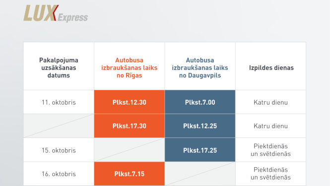 Autobusa kustības saraksts