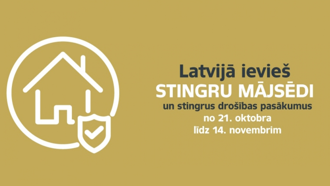 Attēls ar ēkas ikonu un tekstu par stingru mājsēdi