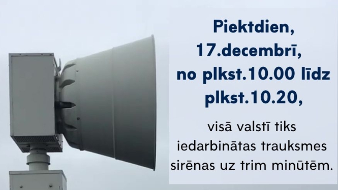 Afiša ar trauksmes sirēnu par gaidāmo pārbaudi
