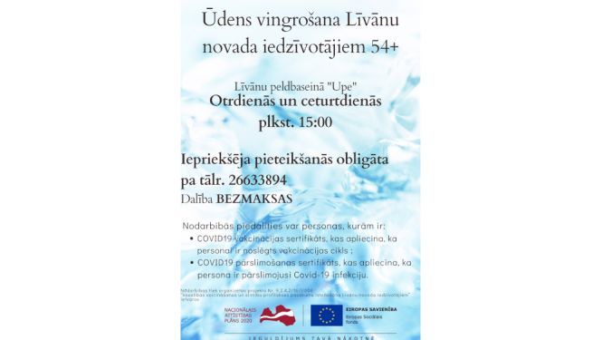 Afiša ar tekstu par vingrošanas nodarbībām