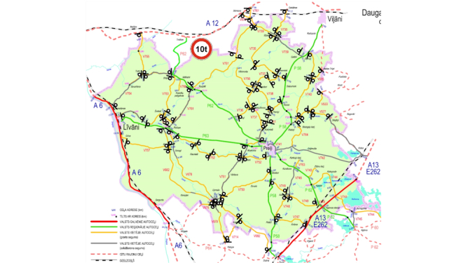 Karte ar ceļu masas ierobežojumiem