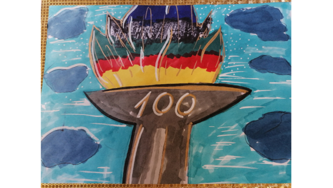 Zīmējums ar Olimpisko lāpu