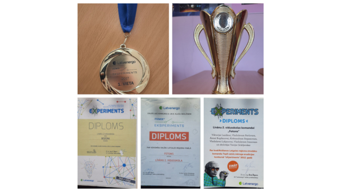 Foto kolāža ar diplomiem un godalgām