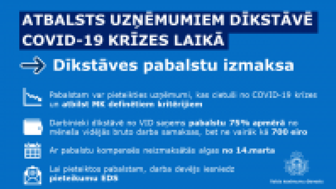 VID izmaksā dīkstāves pabalstu COVID-19 krīzes skarto uzņēmumu darbiniekiem