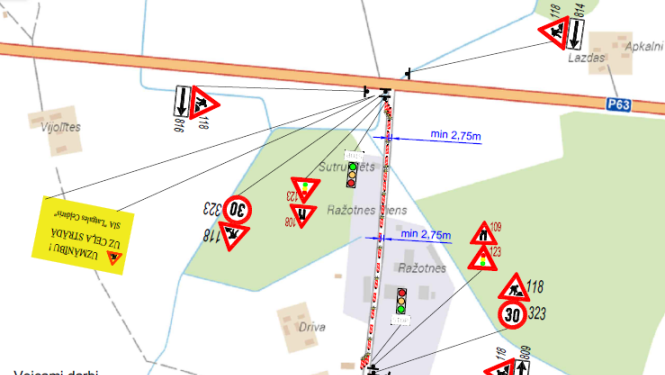 karte ar remotdarbu zīmēm