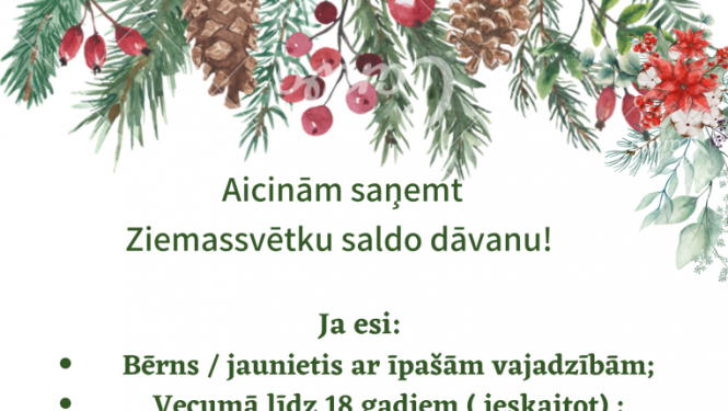 ziemassvētku ornamenti un teksts