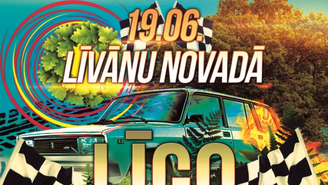 automašīnas un rūtoti karogi