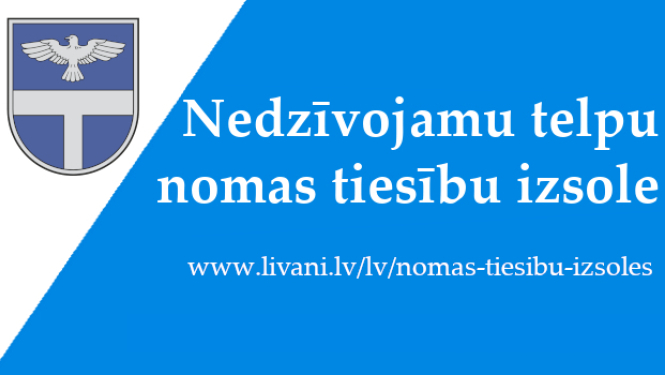 Afiša ar ģerboni un uzrakstu par nomas tiesību izsoli