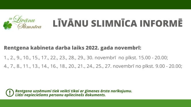 Rentgena kabineta darba laiks