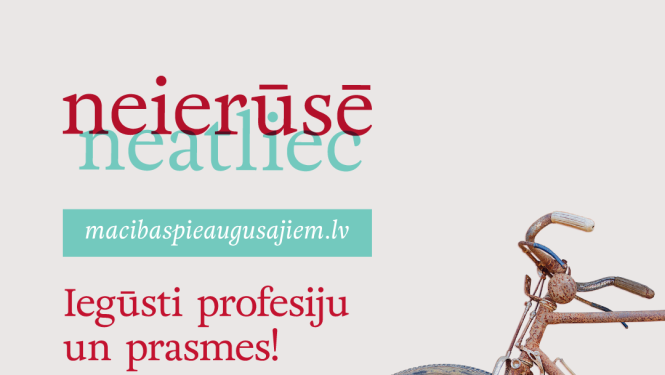 velosipēds un teksts