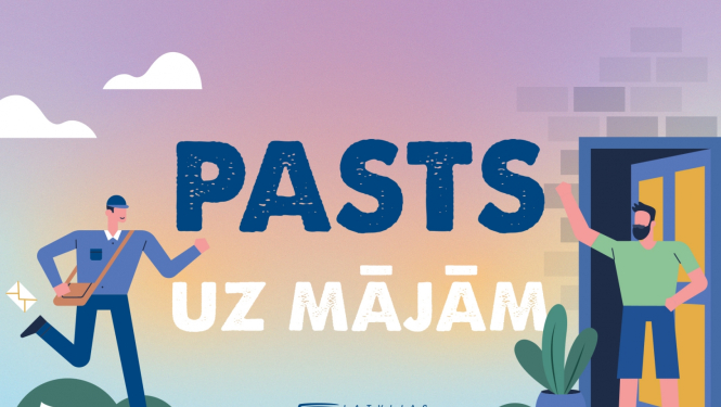 uzzīmēts pastnieks, kas piegādā pastu