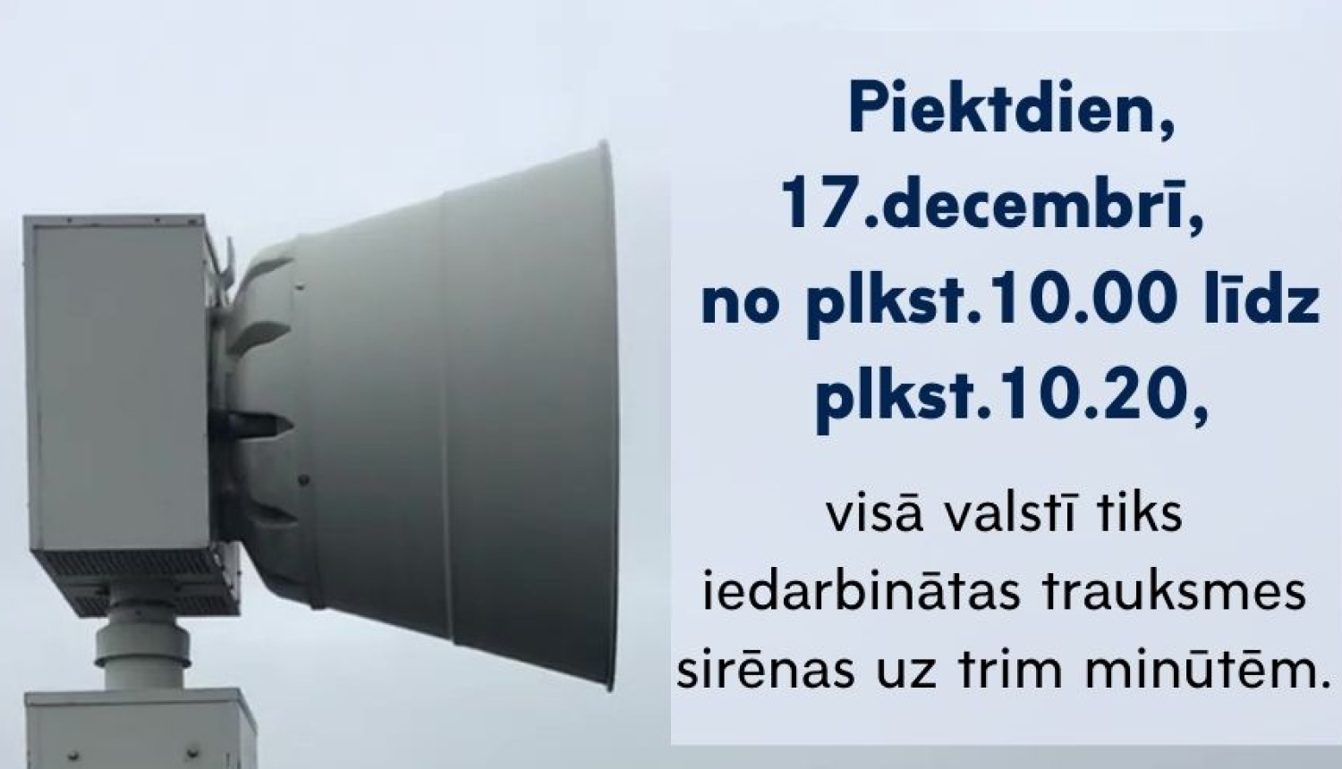 Afiša ar trauksmes sirēnu par gaidāmo pārbaudi