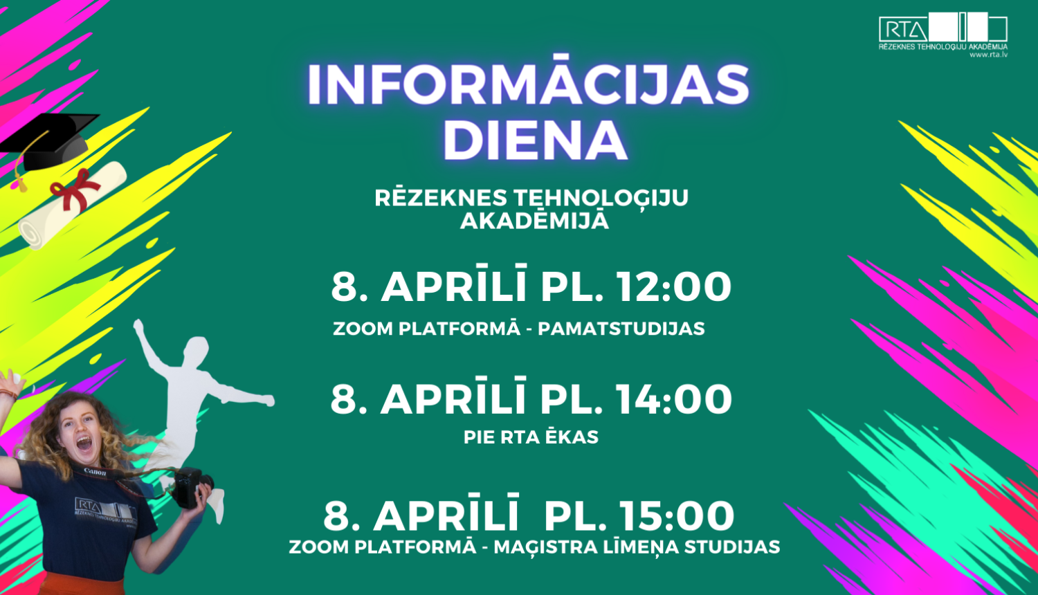 Afiša ar meiteni par informācijas dienu