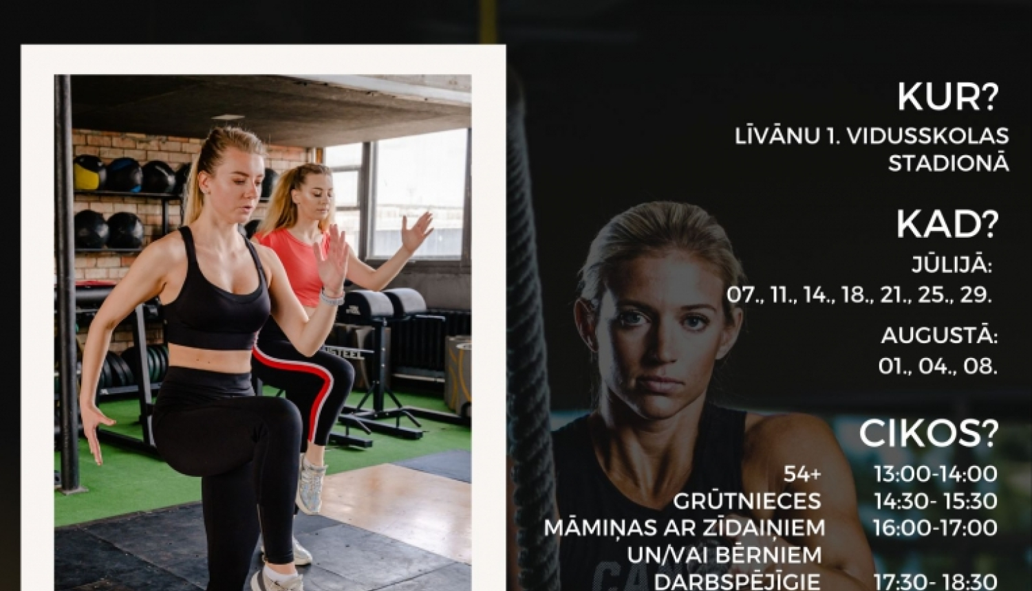 Sievietes sporta zālē vingro