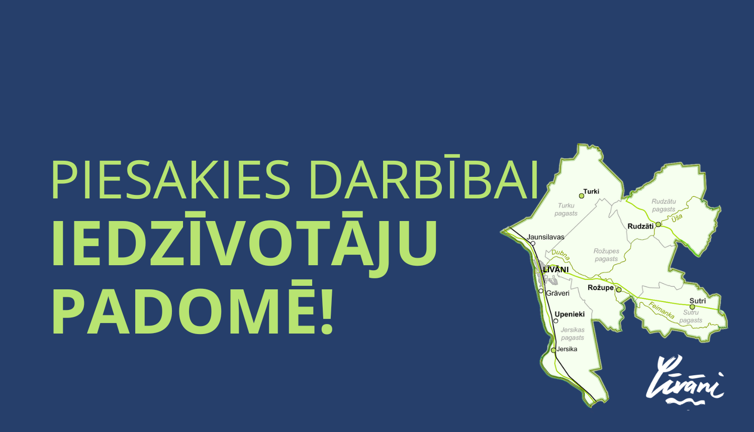 karte un teksts uz zila fona