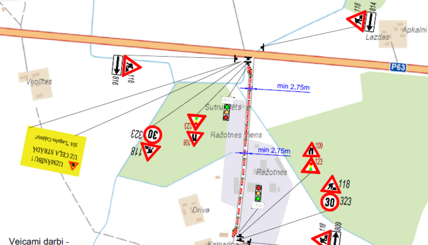 karte ar remotdarbu zīmēm