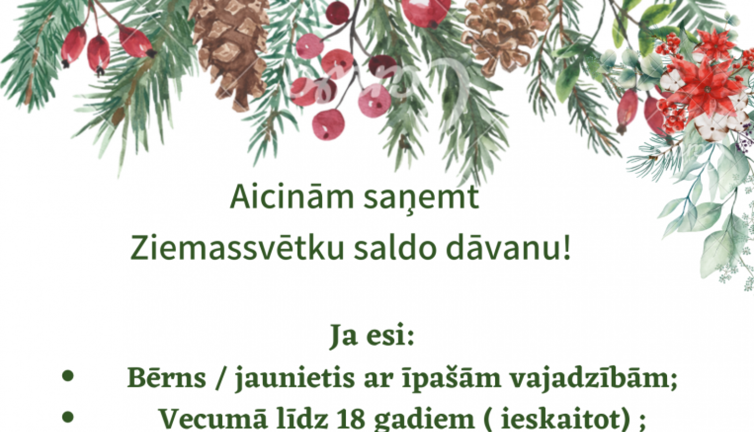 ziemassvētku ornamenti un teksts