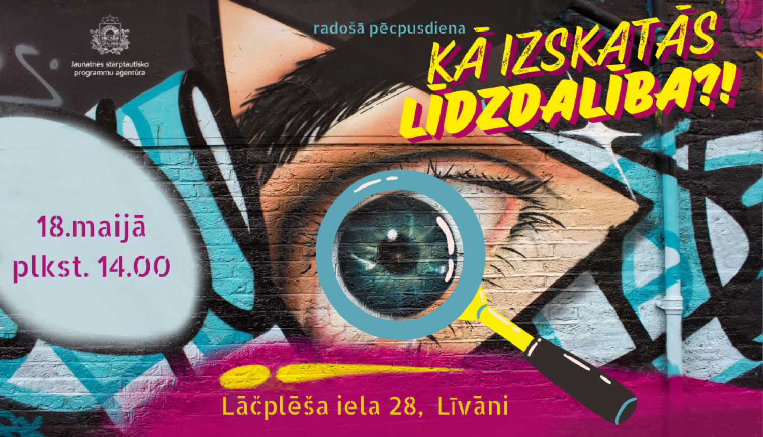 krāsains grafiti ar aci centrā