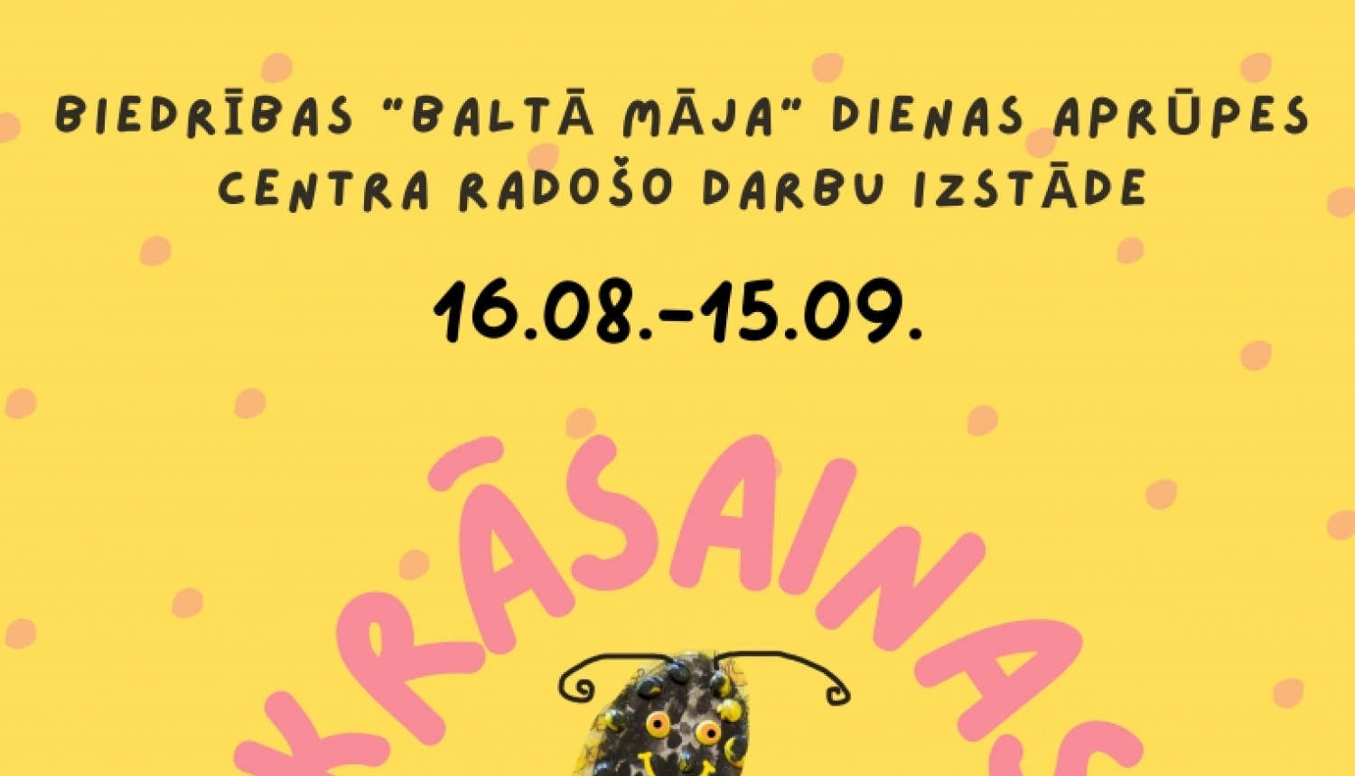 dzeltens fons, krāsaini burti