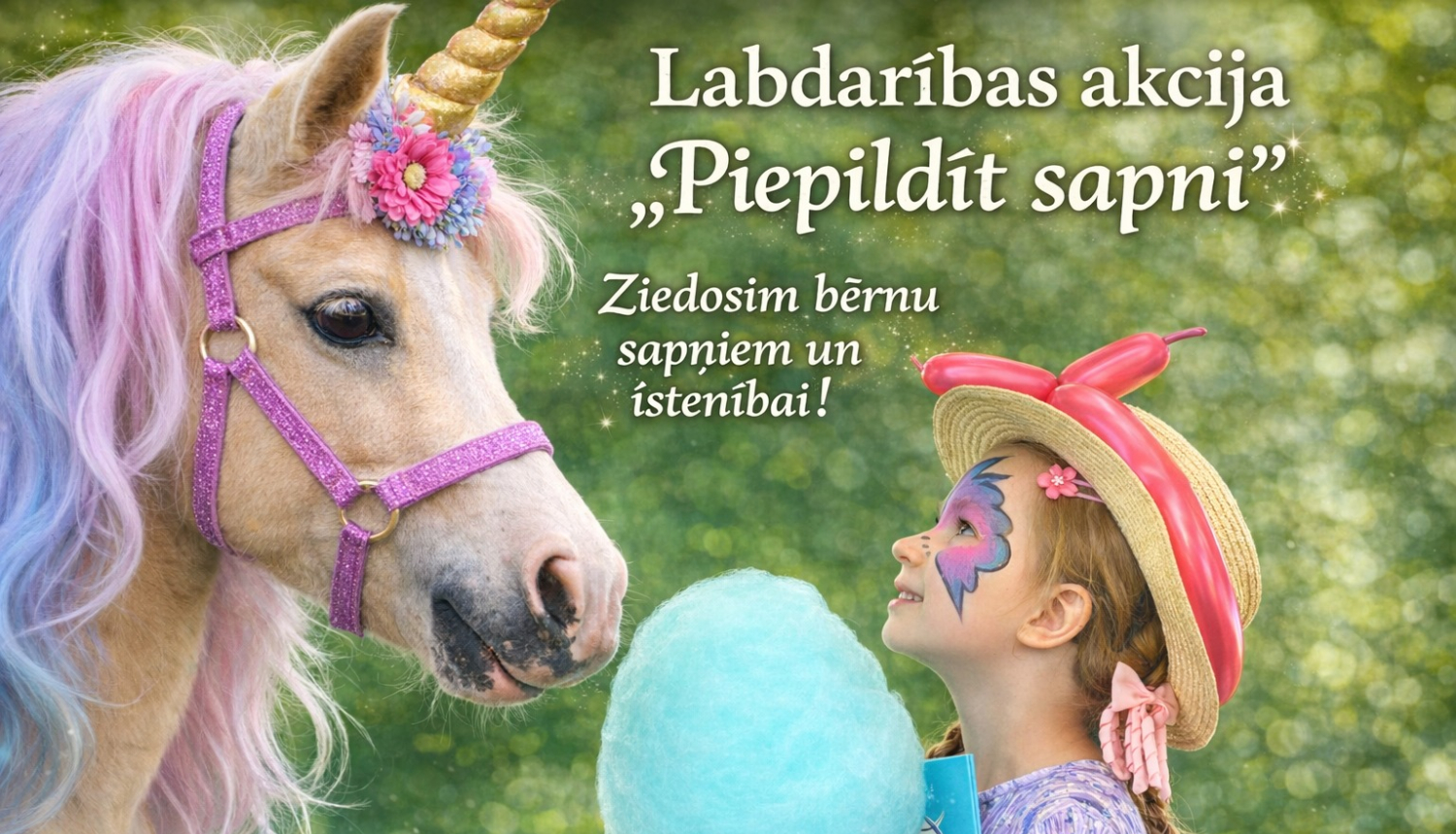 meitenīte skatās uz vienradzi