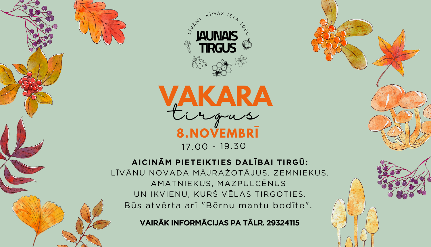 rudens lapas stilizētas un teksts brūns