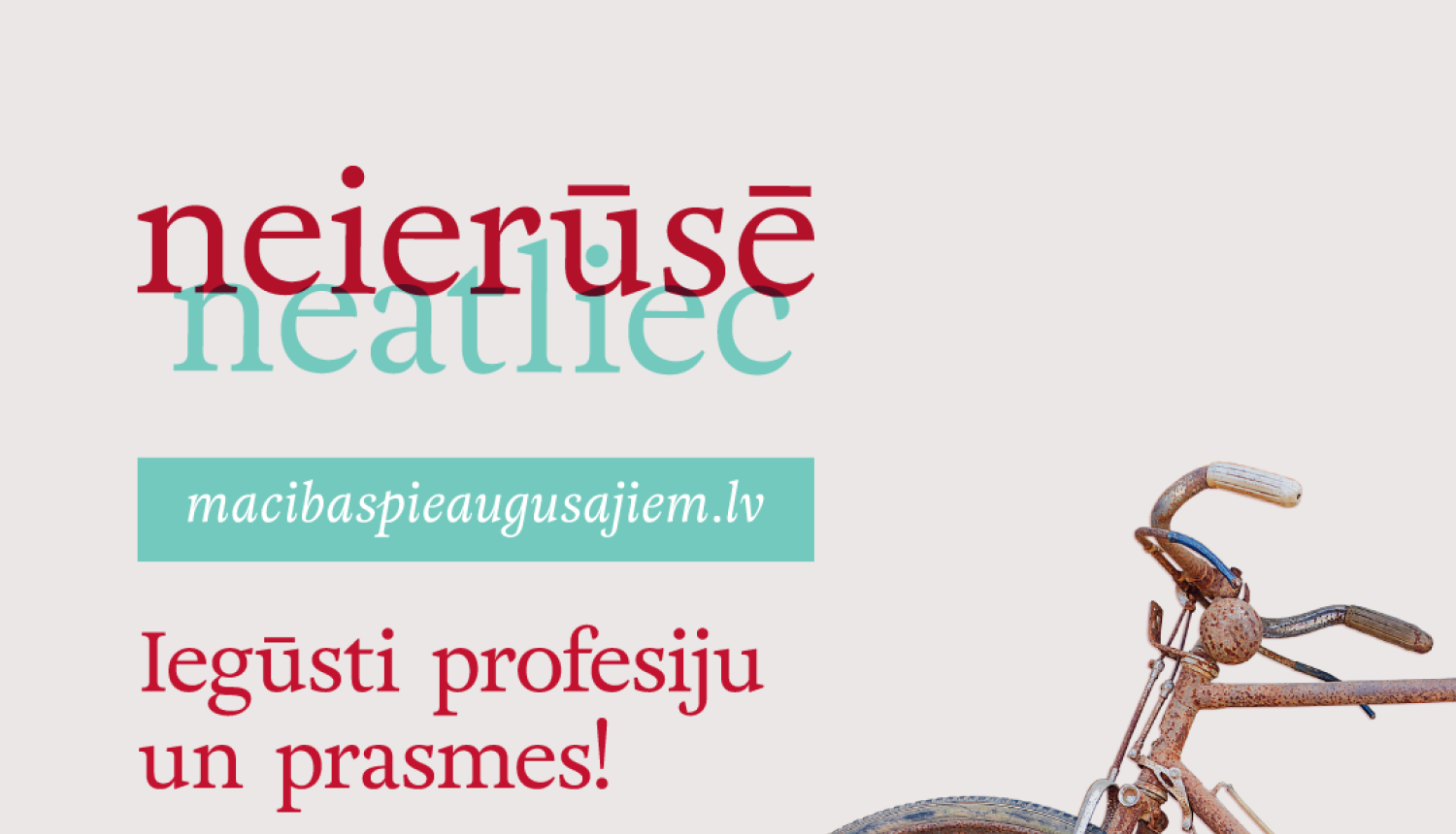 velosipēds un teksts