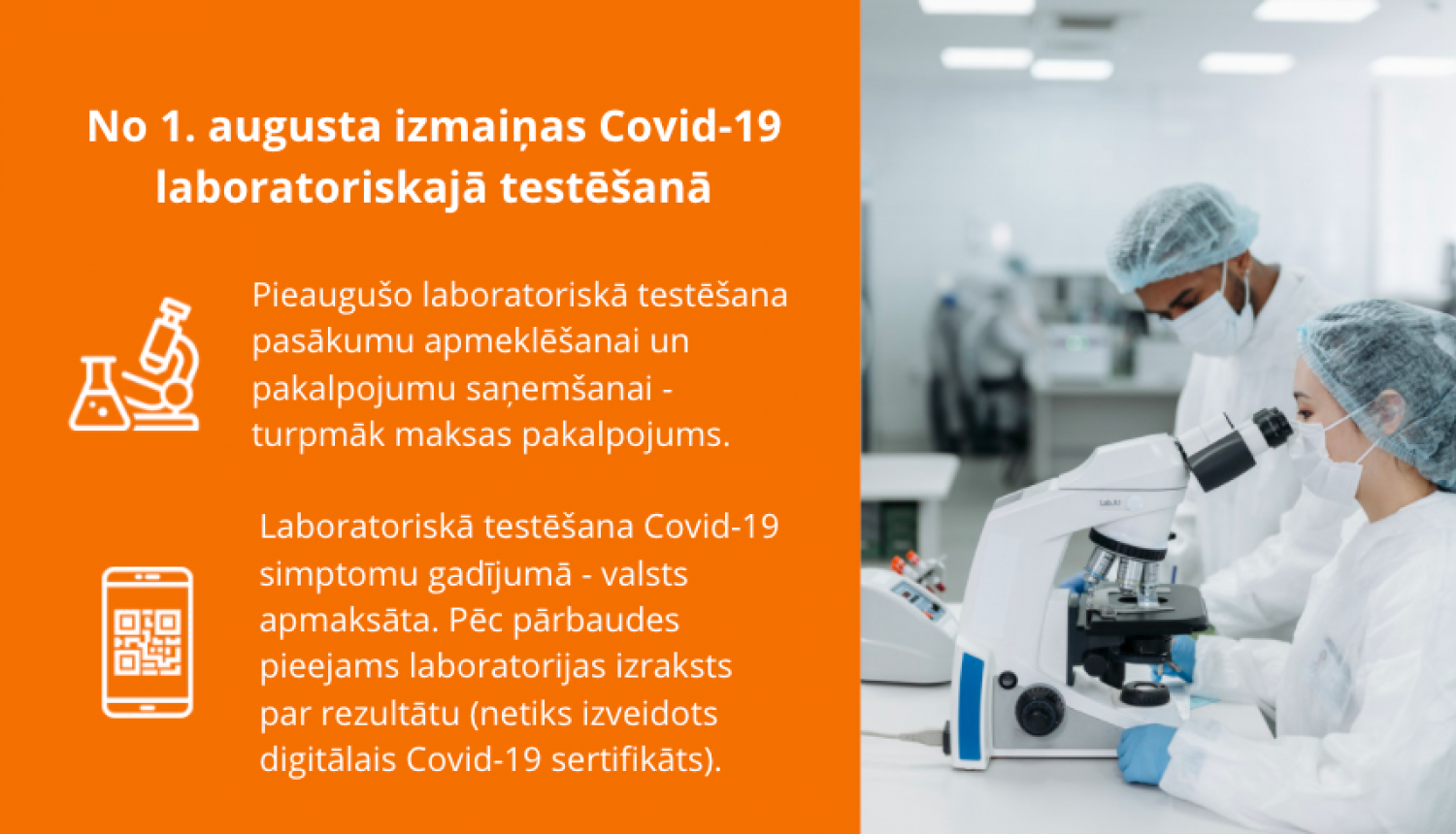 Attēls ar laboratoriju un informācija par izmaiņām