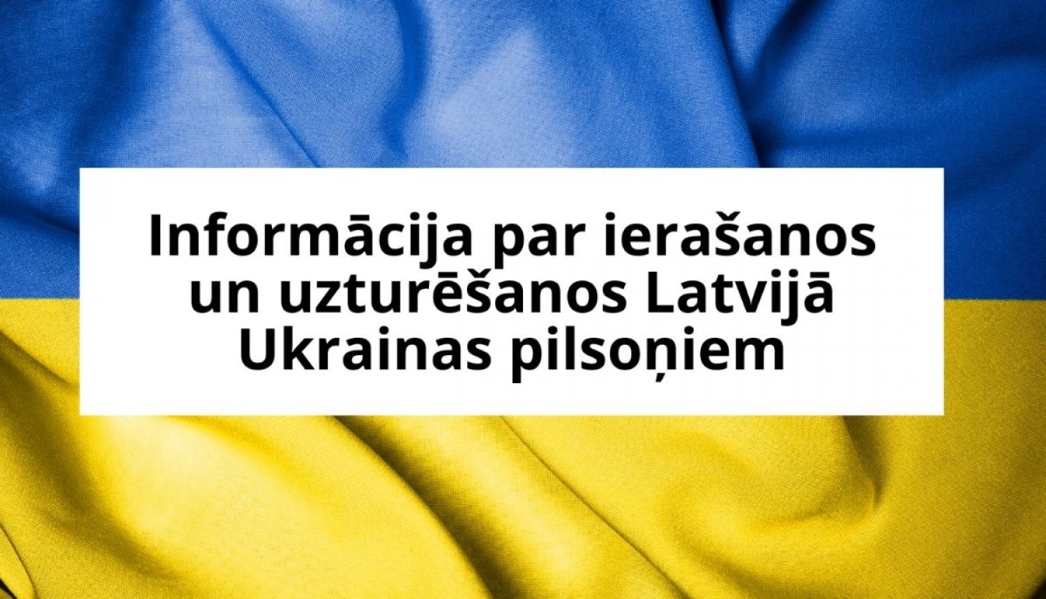 Ukrainas karogs un teksta informācija
