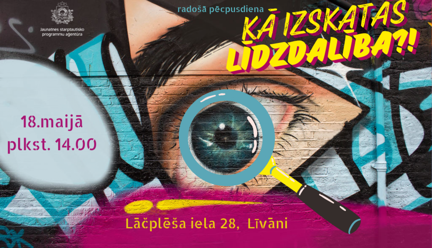 krāsains grafiti ar aci centrā