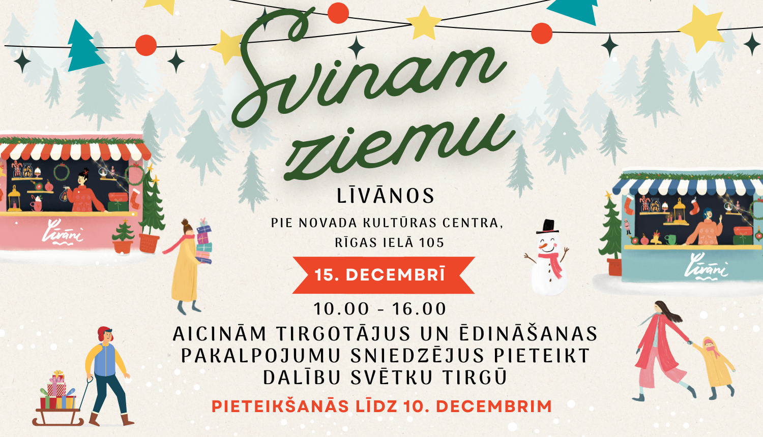 ziemassvētku tirgotāju būdiņas un virtenes